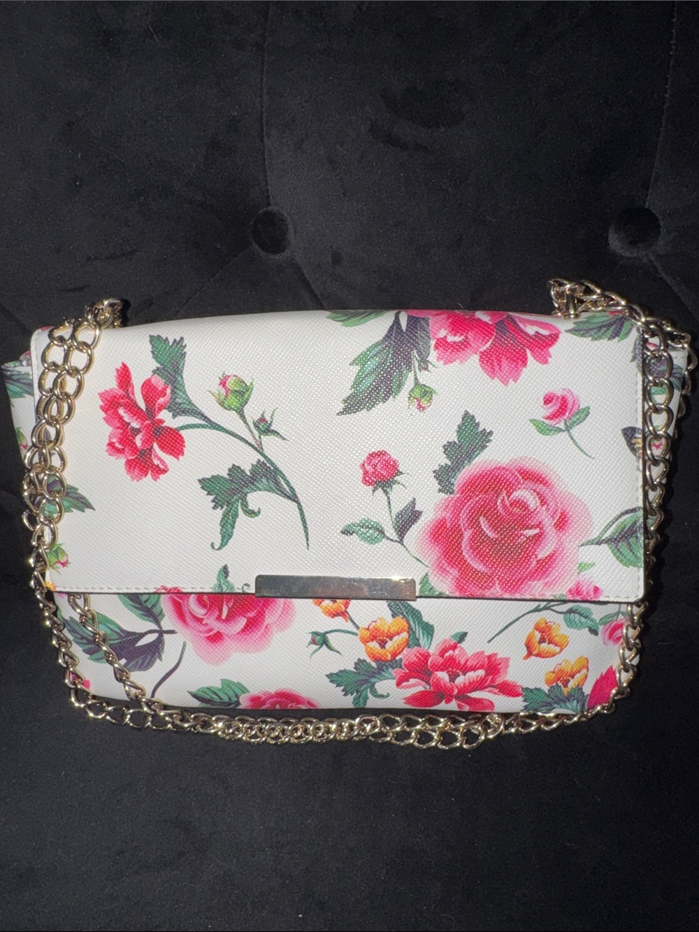 Mossimo Floral Print Chain Crossbody Bag - White/Pink